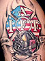 iaff tattoo with leather helmet