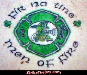 Irish firefighter pride tattoo