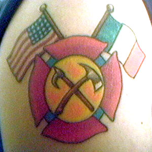 maltese cross irish pride us flag tattoo