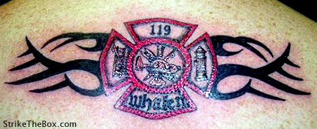 maltese cross with tribal design tattoo