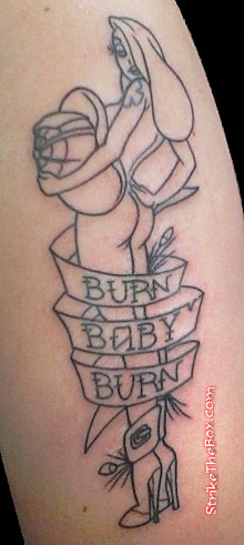 Jessica Rabbit firefighter pin-up tattoo